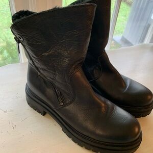 Avellini Shearling Lined Fold Down Cuff Leather Boots